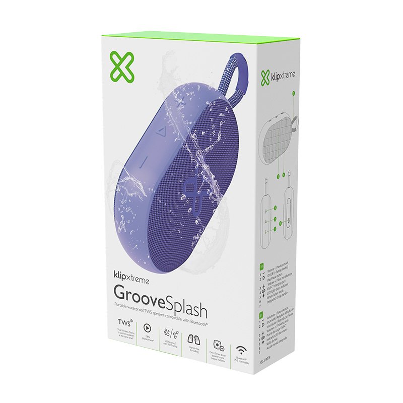 Parlante Bluetooth Klip Xtreme GrooveSplash KBS-030 IPX7 TWS 6W